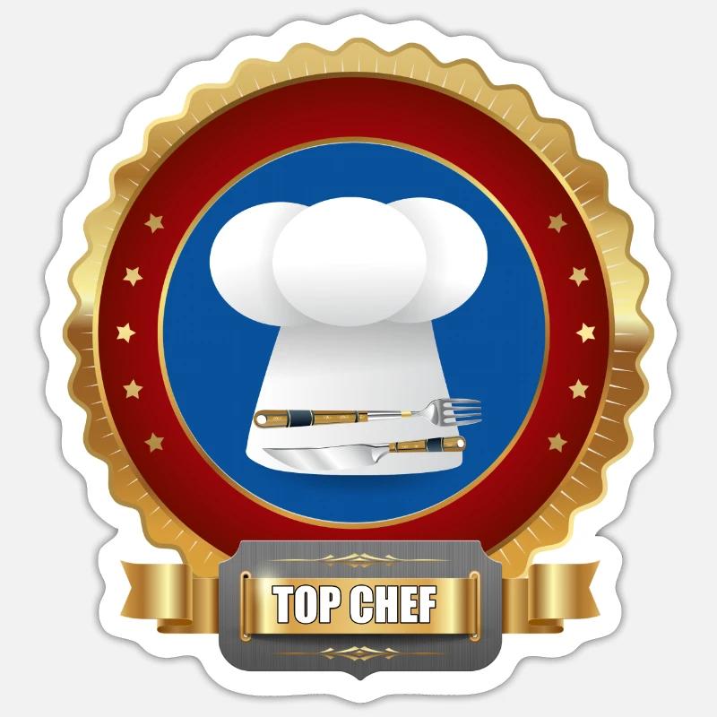 Top Chef pour la cuisine - Sticker taille S (10 x 10 cm) - blanc mat