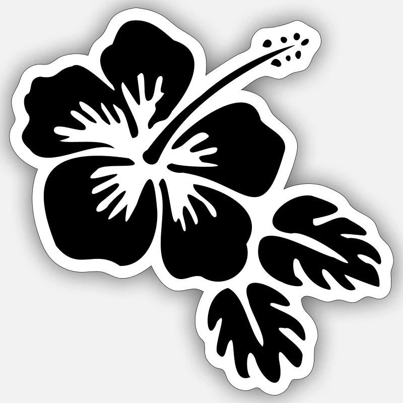 Hibiscus fleur fleur Blossom fleur fleur - Sticker taille S (10 x 10 cm) - blanc mat