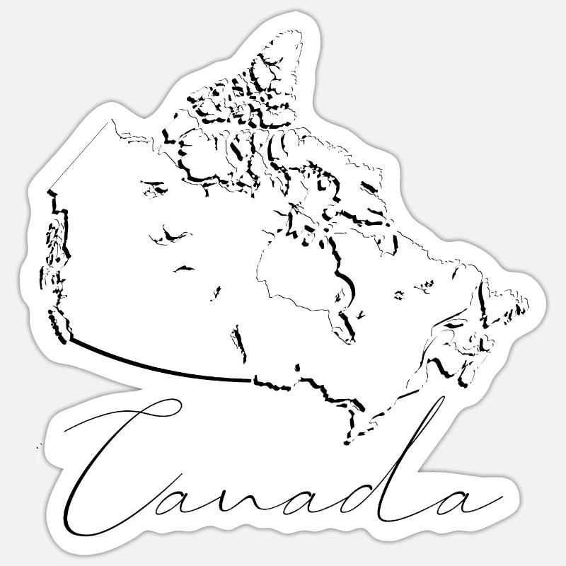 Carte du Canada - Shadow EN - Sticker taille S (10 x 10 cm) - blanc mat