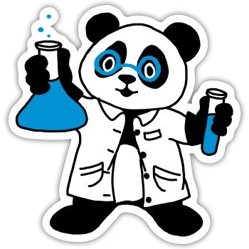 Panda scientist - Sticker size S (10 x 10 cm) - white matte - Front