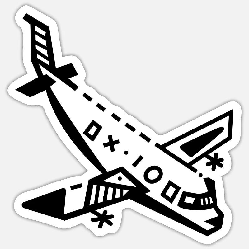 Airplane flying drawing - Sticker size S (10 x 10 cm) - white matte