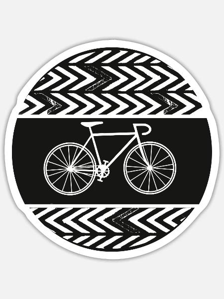 Fahrrad, schwarz, Kreis, retro , vintage,rennrad, - Sticker Größe S (10 x 10 cm) - Mattweiß