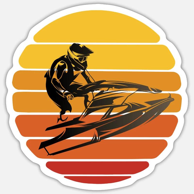 Jet Ski Design TShirt - Sticker Größe S (10 x 10 cm) - Mattweiß