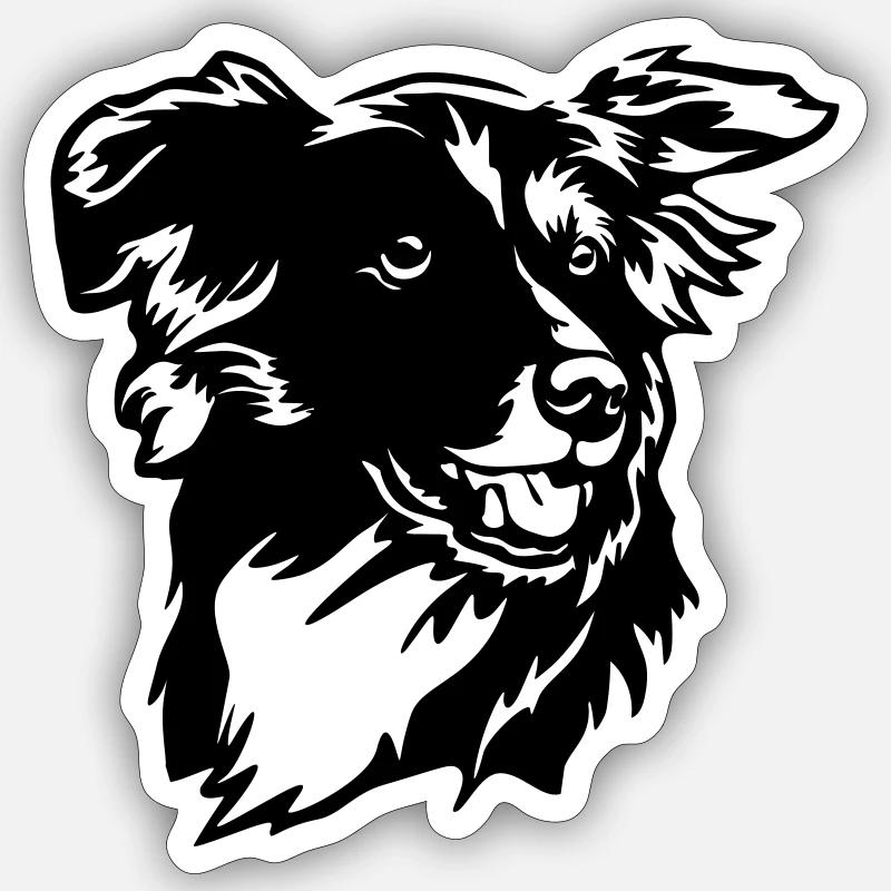 Border Collie Head - Sticker size S (10 x 10 cm) - white matte