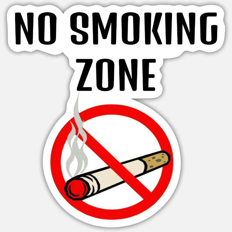 No smoking zone - Sticker taille S (10 x 10 cm) - blanc mat