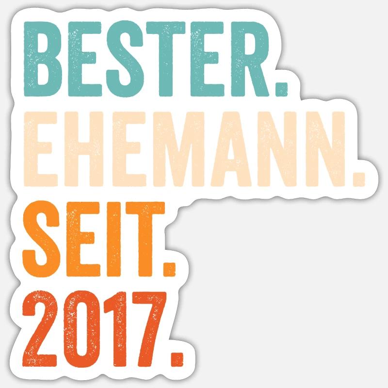 Bester Ehemann Seit 2017 4. Hochzeitstag 4 Jahre Sticker Größe S (10 x 10 cm)