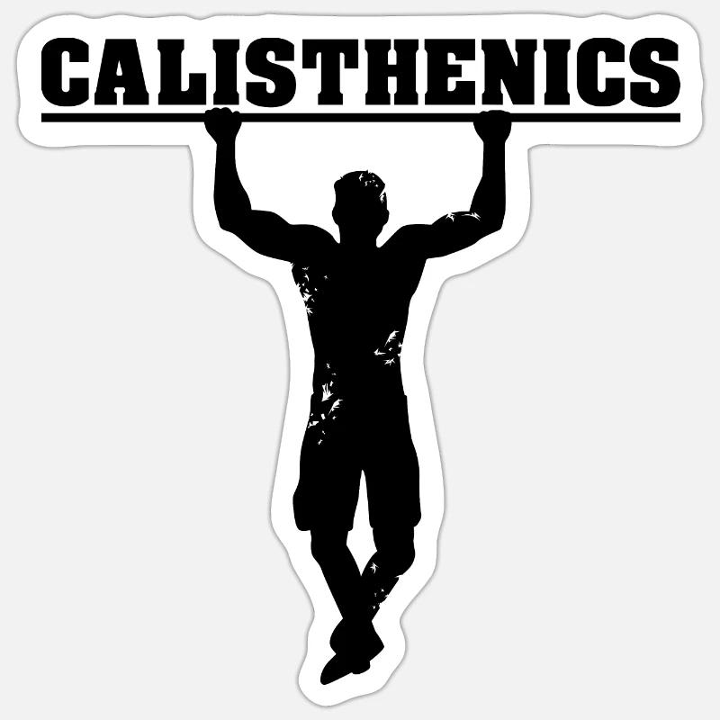 Calisthenics Pullups symbole Workout Workout Nature - Sticker taille S (10 x 10 cm) - blanc mat