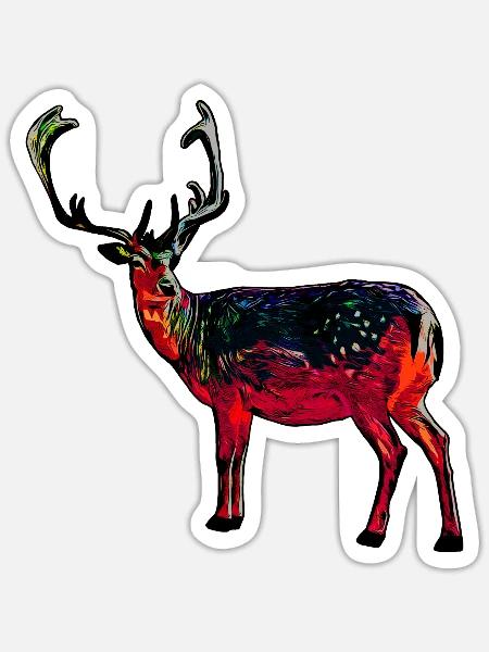 Hirsch rot - Sticker Größe S (10 x 10 cm) - Mattweiß