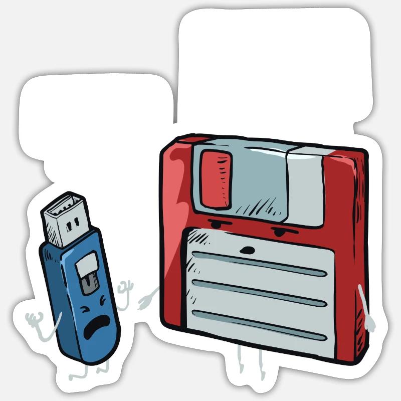 Floppy & USB Stick Gift for Computer Nerds Sticker size S (10 x 10 cm)