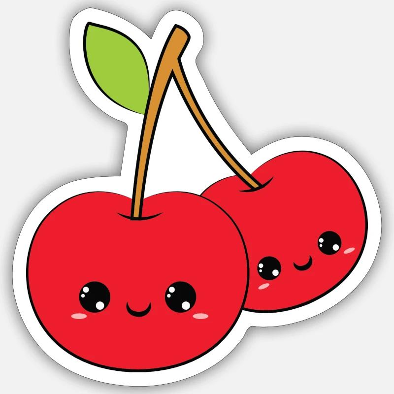 smiling cherry, süße kirsche Sticker Größe S (10 x 10 cm)