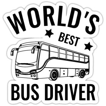 Meilleur chauffeur de bus Bus chauffeur professionnel cadeau - Sticker taille S (10 x 10 cm) - blanc mat - Devant