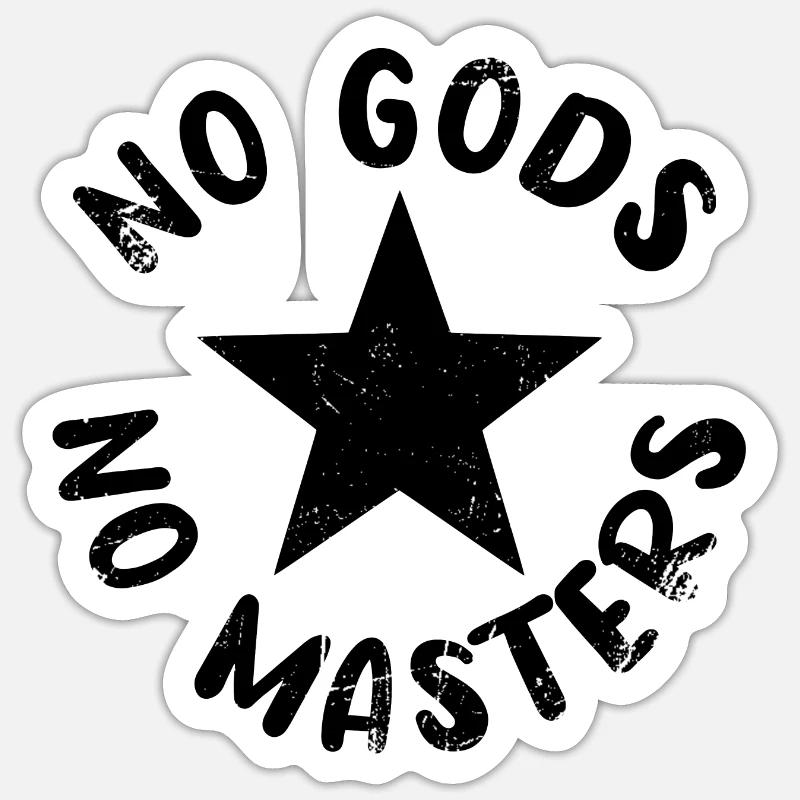 Pas de dieux pas de maîtres - Sticker taille S (10 x 10 cm) - blanc mat