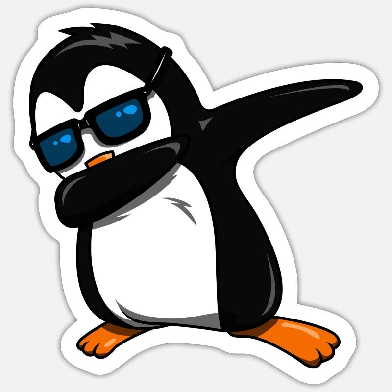 Dabbing Pingouin cool - Sticker taille S (10 x 10 cm) - blanc mat