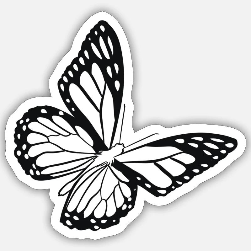 Papillon noir - Sticker taille S (10 x 10 cm) - blanc mat