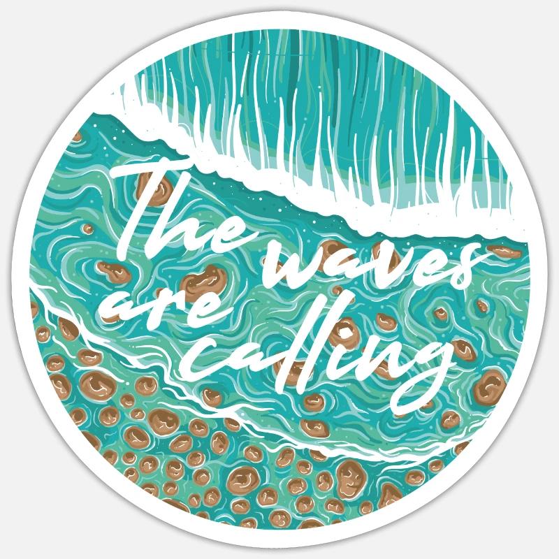 Waves Are Calling - Sticker Größe S (10 x 10 cm) - Mattweiß