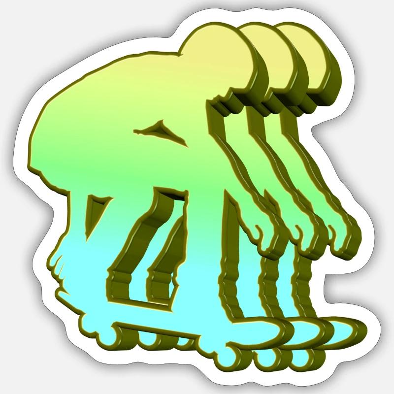 Skateboarder 3D - Sticker size S (10 x 10 cm) - white matte