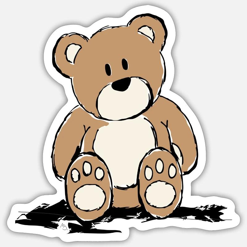 Teddy sitzend Sticker Größe S (10 x 10 cm)