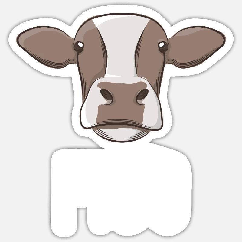 Kuh Moo - Sticker Größe S (10 x 10 cm) - Mattweiß