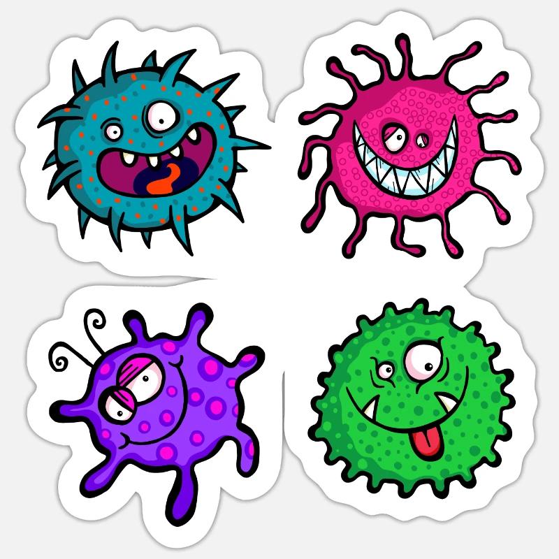 Scary Microscopic Bacterium Sticker size S (10 x 10 cm)