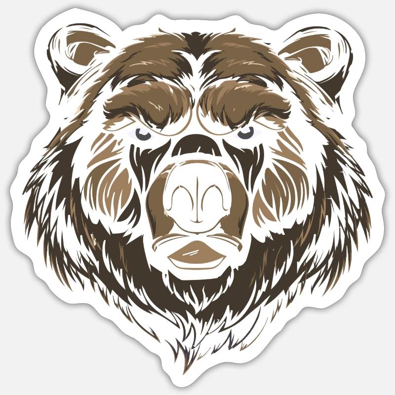 Cool Bear Brown Bear Grizzly Head Predator Graphics Sticker size S (10 x 10 cm)