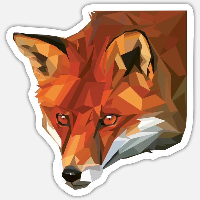 Fuchs Polygon - Tier Polygone - Polygon Tiere - Sticker Größe S (10 x 10 cm) - Mattweiß
