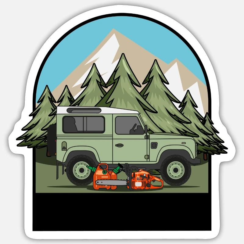 Bûcheron - Votre nom - Sticker taille S (10 x 10 cm) - blanc mat