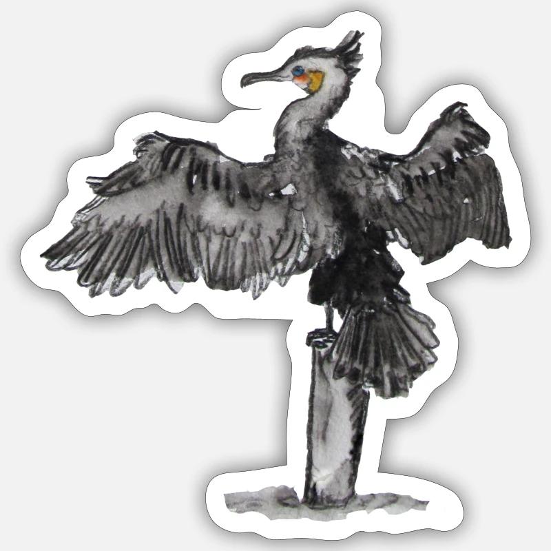 cormoran - Sticker taille S (10 x 10 cm) - blanc mat