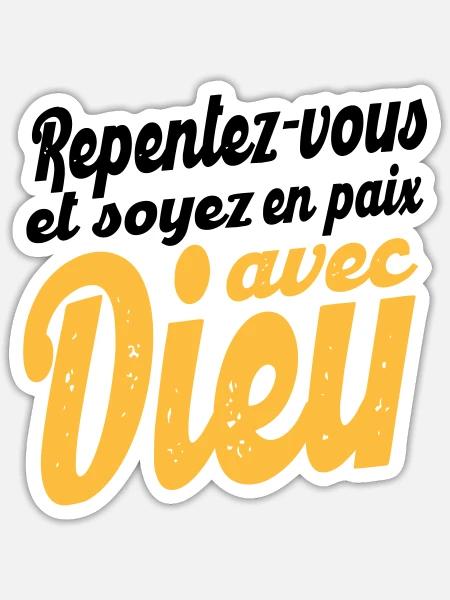 Soyez en paix avec Dieu - Sticker taille S (10 x 10 cm) - blanc mat