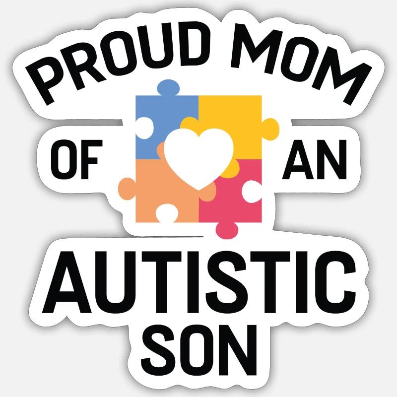 Stolze Mutter eines autistischen Sohnes - Sticker Größe S (10 x 10 cm) - Mattweiß