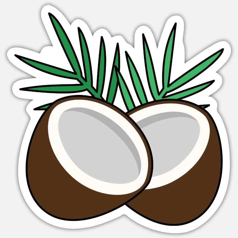 Noix de coco Sticker taille S (10 x 10 cm)
