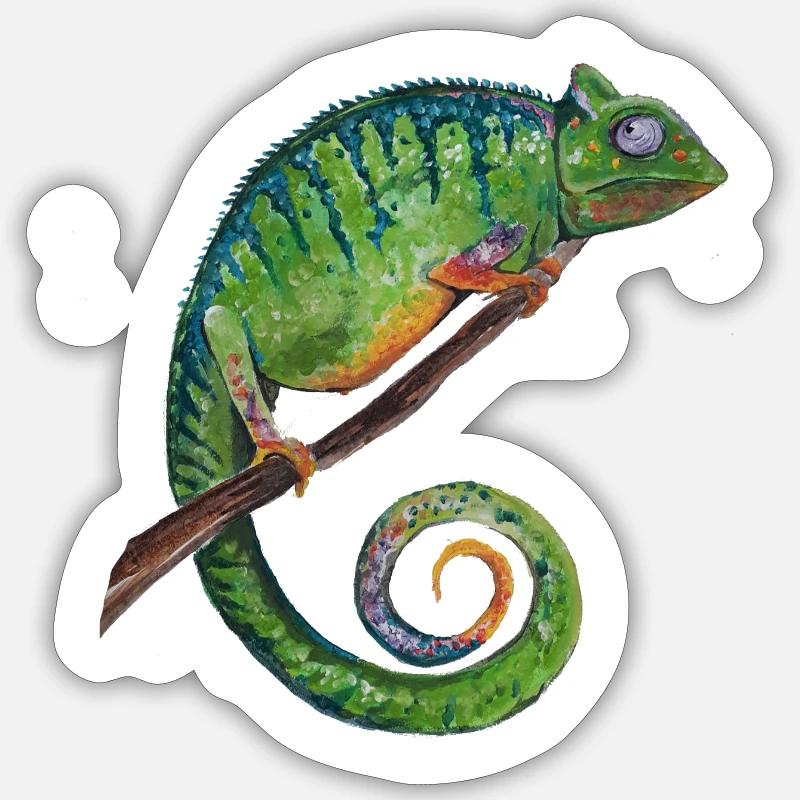 Skeptisches Chamäleon - Sticker Größe S (10 x 10 cm) - Mattweiß