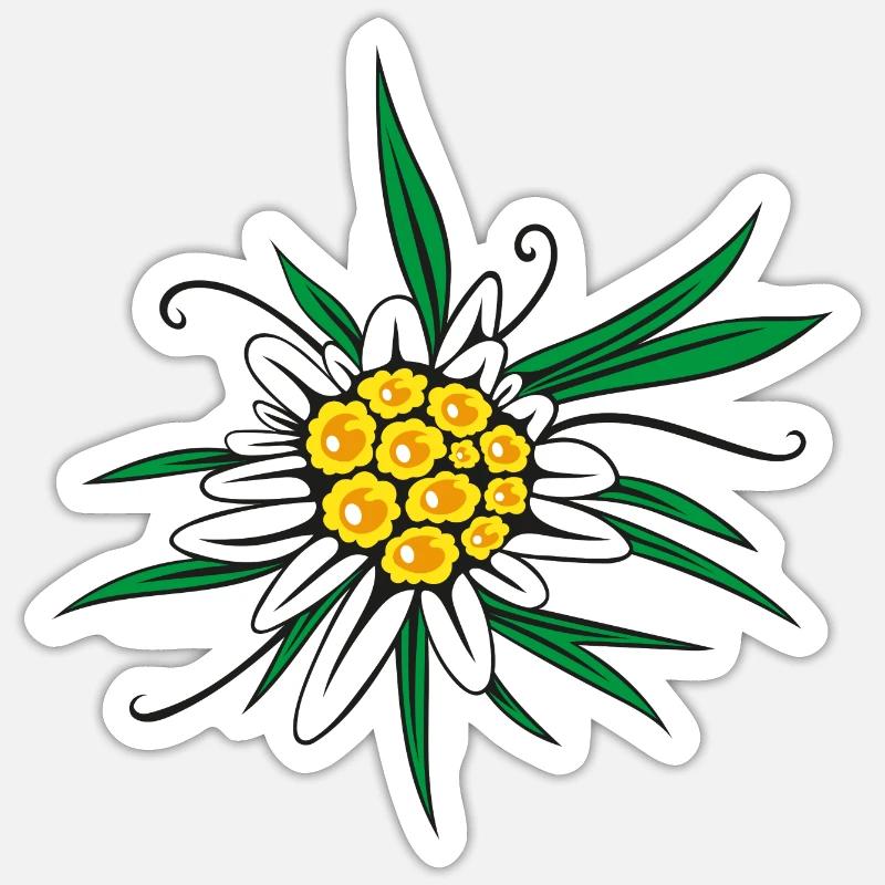 Fleur d’Edelweiss - Sticker taille S (10 x 10 cm) - blanc mat