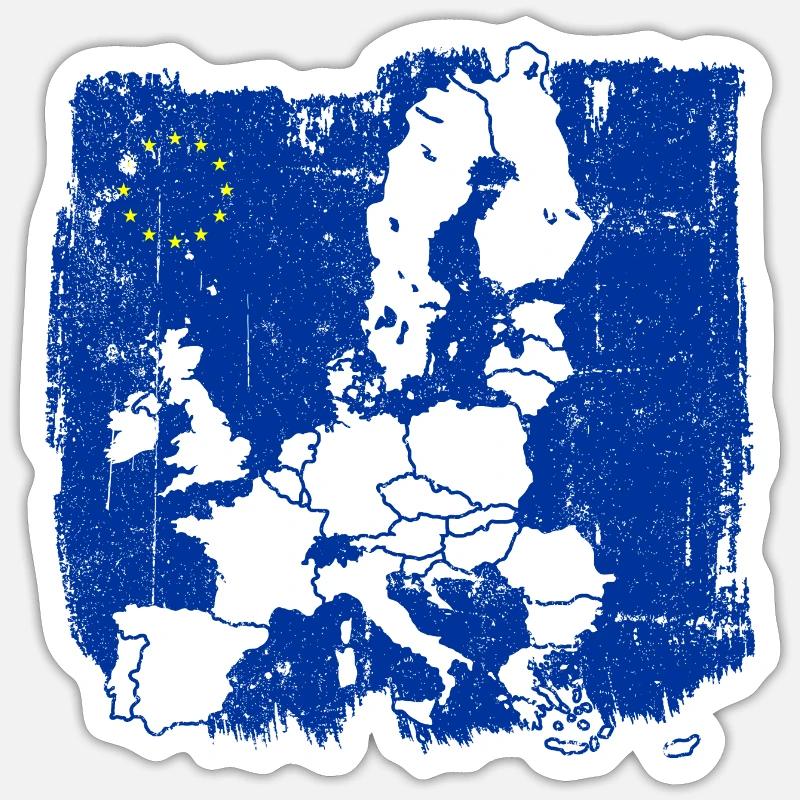 Silhouette de la carte de l’Europe Bleue - Sticker taille S (10 x 10 cm) - blanc mat