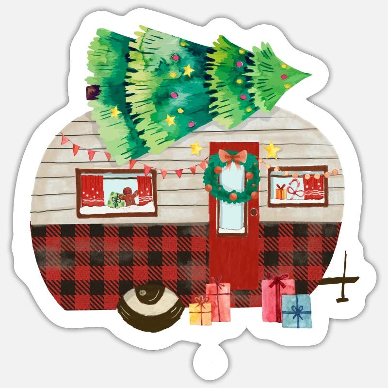 Fun Camping Christmas Camping Caravan - Sticker size S (10 x 10 cm) - white matte