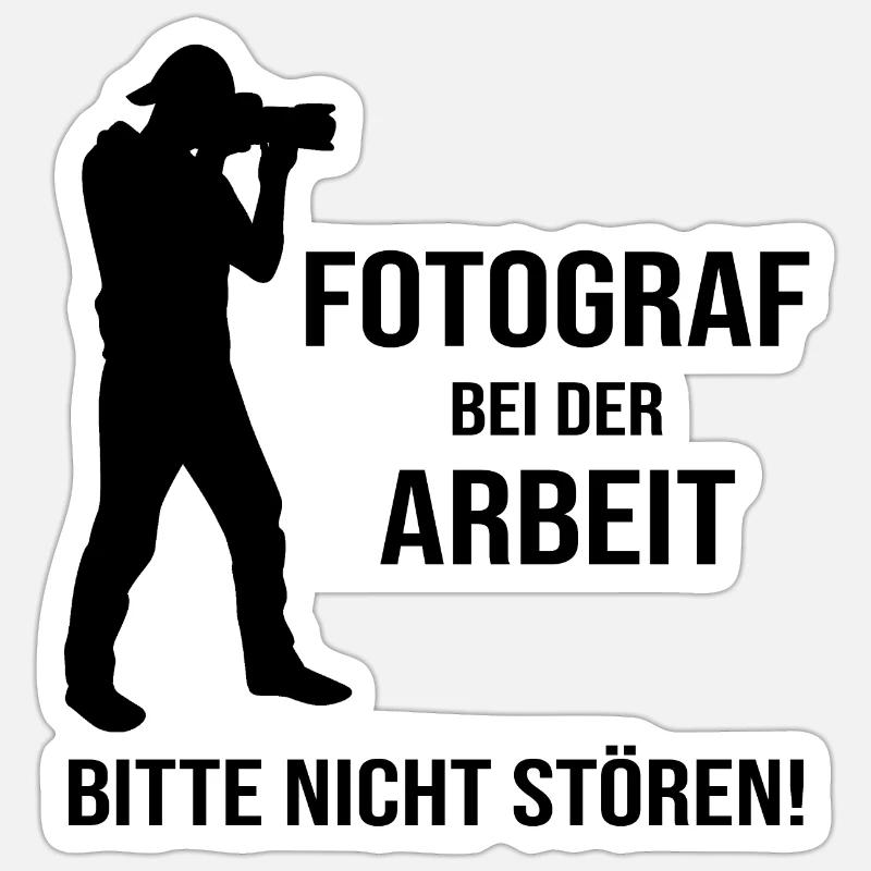 Fotograf bei der Arbeit - Sticker Größe S (10 x 10 cm) - Mattweiß