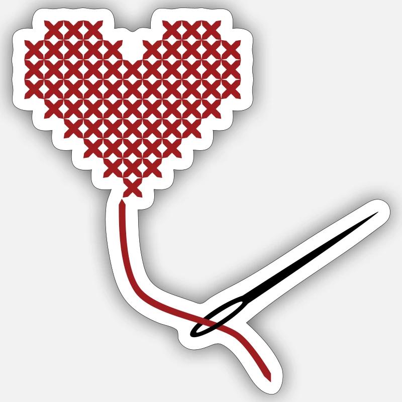 Mit Liebe nähen - Sticker Größe S (10 x 10 cm) - Mattweiß