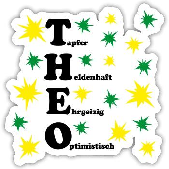 Theo - Sticker Größe S (10 x 10 cm) - Mattweiß - Vorne