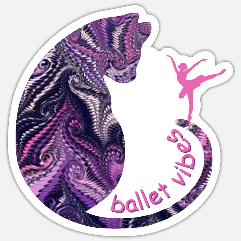 chat avec ballerine e 75 - Sticker taille S (10 x 10 cm) - blanc mat