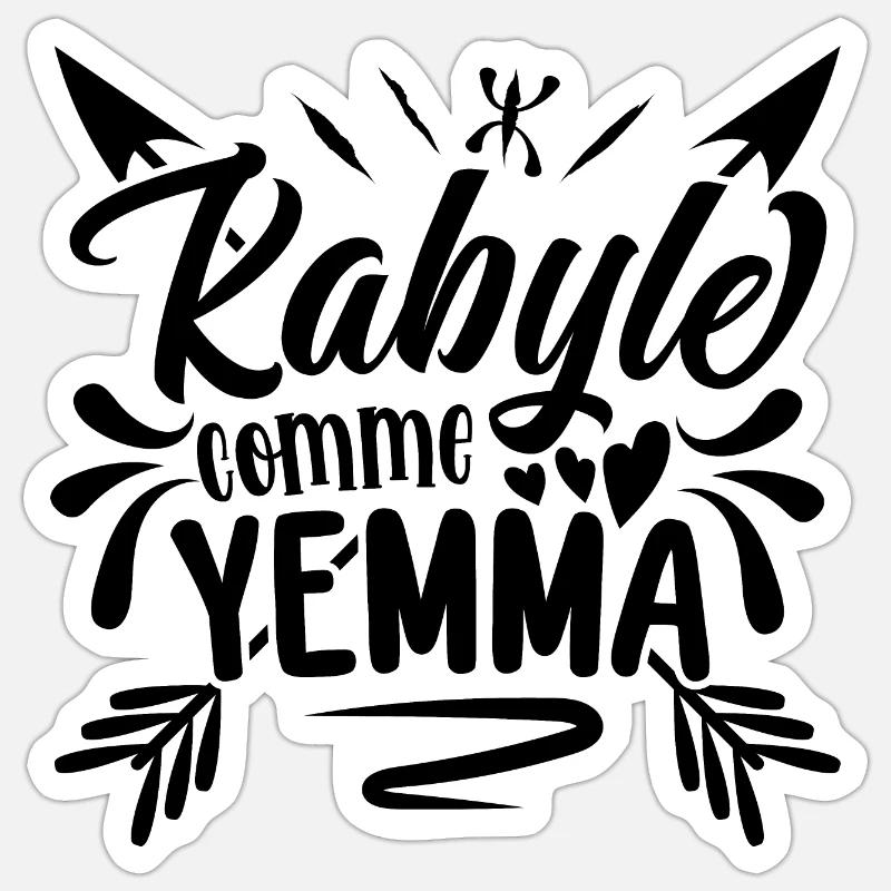 Kabyle comme yemma - Sticker taille S (10 x 10 cm) - blanc mat