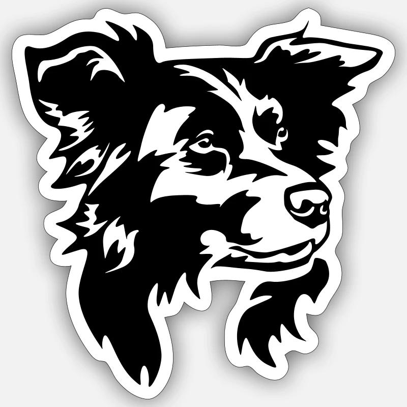 Border Collie Head - Sticker size S (10 x 10 cm) - white matte