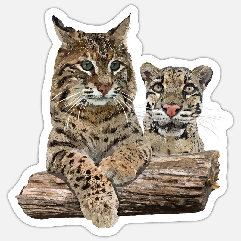 Lynx and Cloudy Leopard Sticker size S (10 x 10 cm)