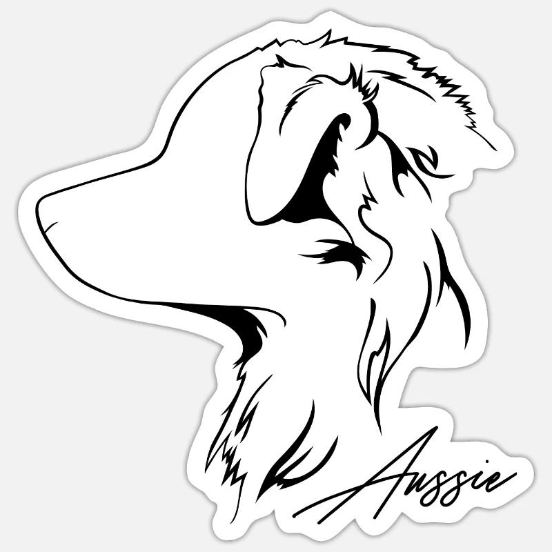 AUSSIE Australian Shepherd Dogs Herding Dog Wilsigns Sticker size S (10 x 10 cm)