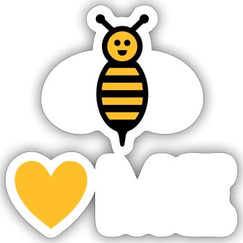 Bees love me (Biene, Herz) - Sticker Größe S (10 x 10 cm) - Mattweiß - Vorne