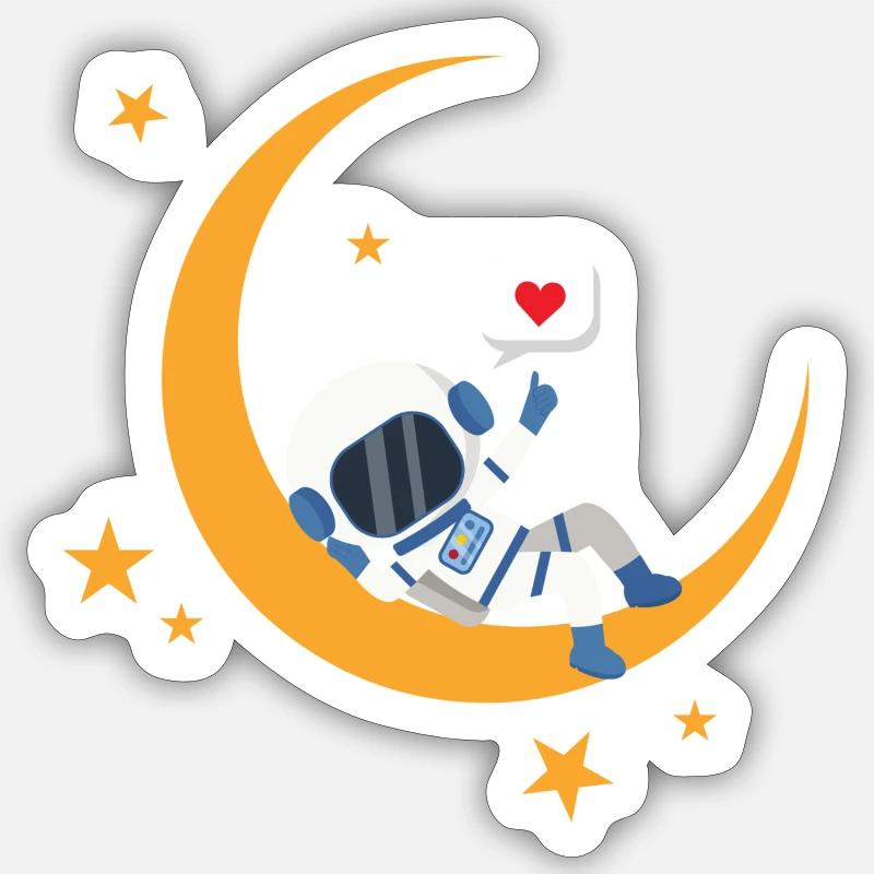 Pyjama Astronaute Lune Univers Sandman Sommeil - Sticker taille S (10 x 10 cm) - blanc mat