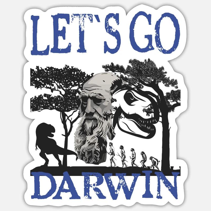 Charles Darwin Evolution textile gift idea - Sticker size S (10 x 10 cm) - white matte