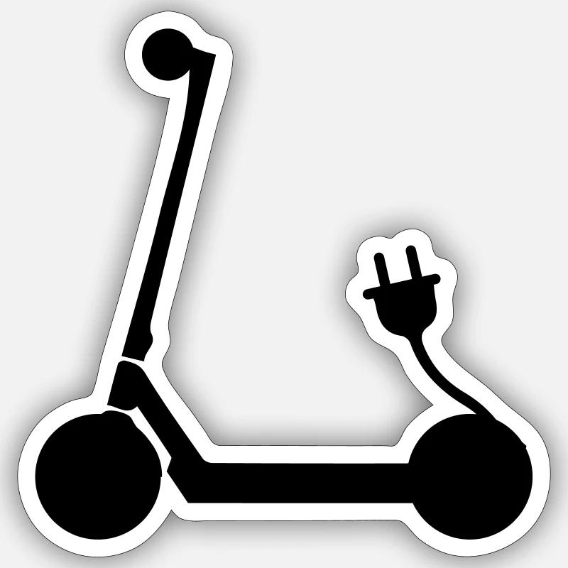 E-roller Icon - Sticker Größe S (10 x 10 cm) - Mattweiß