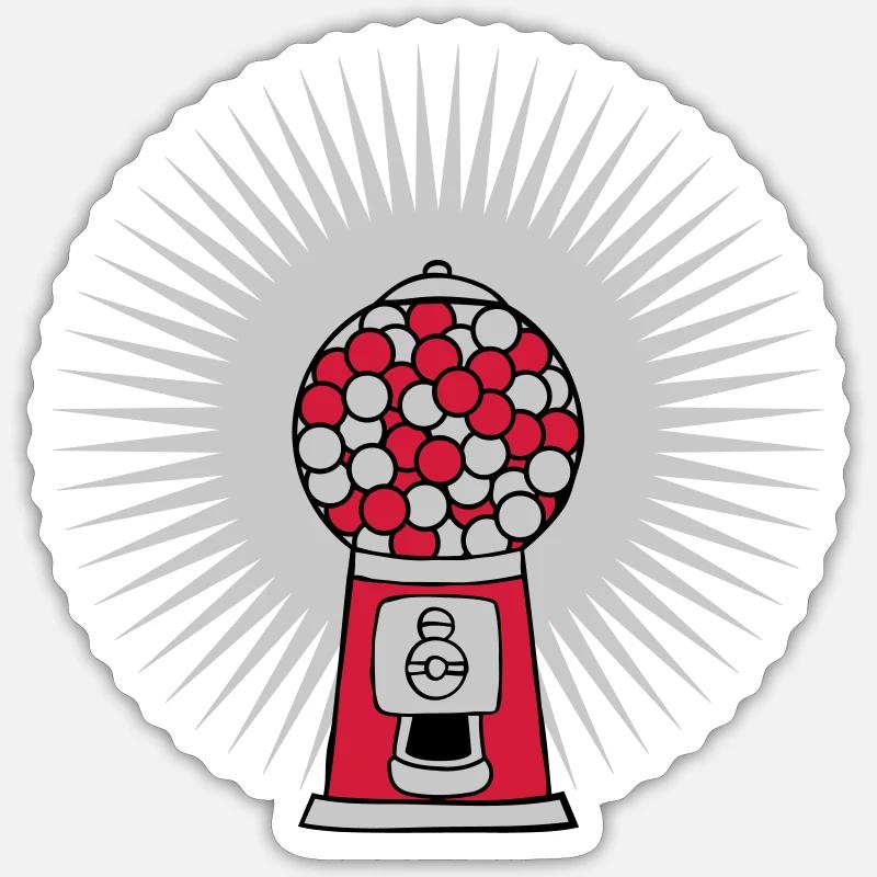Strahlen Kaugummi Spender - Sticker Größe S (10 x 10 cm) - Mattweiß