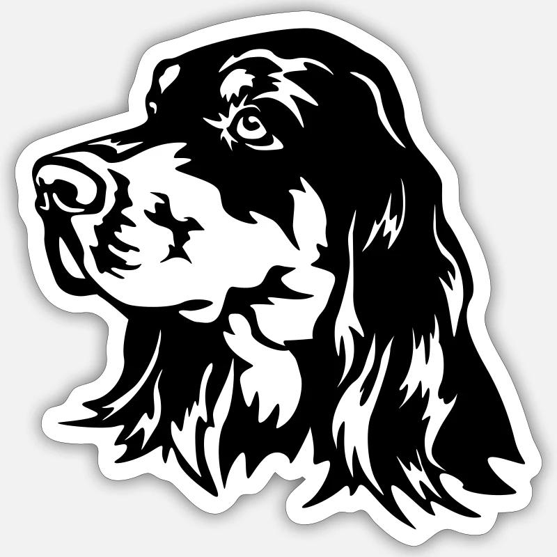 Gordon Setter Tête - Sticker taille S (10 x 10 cm) - blanc mat