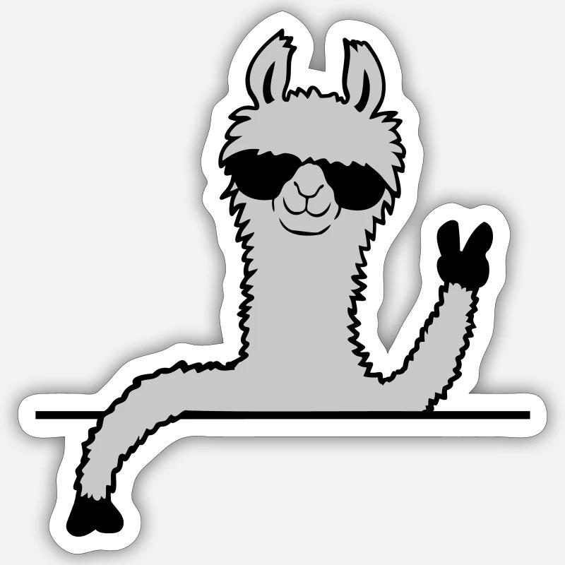 Comic Sonnenbrille Lama Sticker Größe S (10 x 10 cm)
