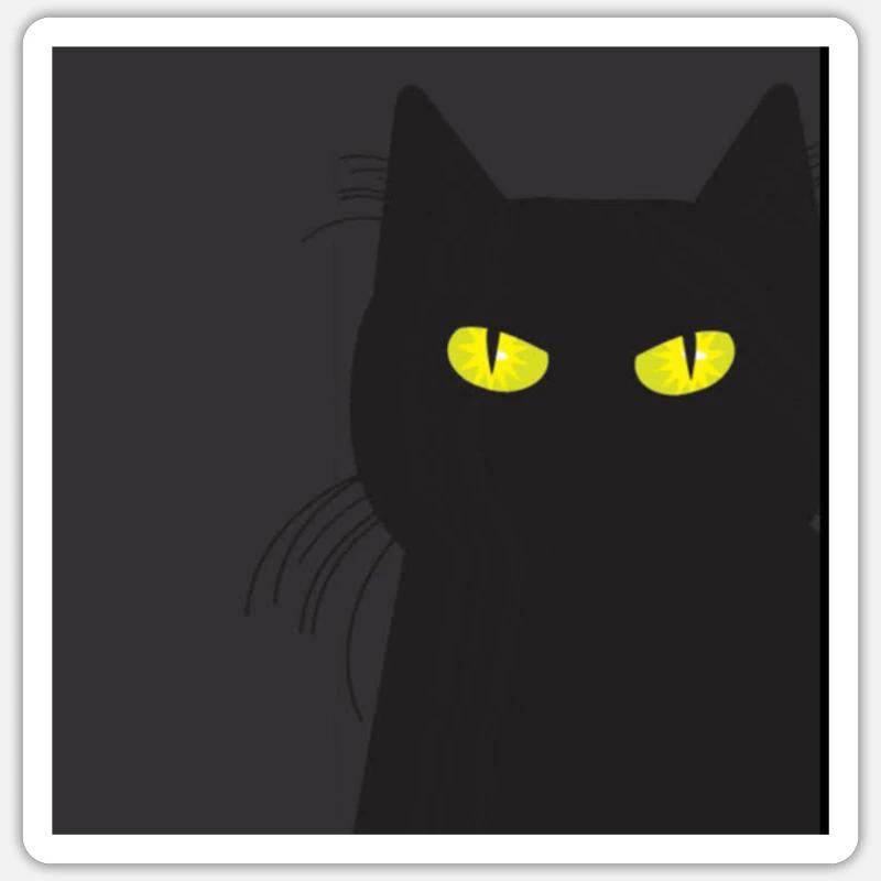 BLACK CAT VOUS REGARDE. Chat qui vous regarde !! - Sticker taille S (10 x 10 cm) - blanc mat
